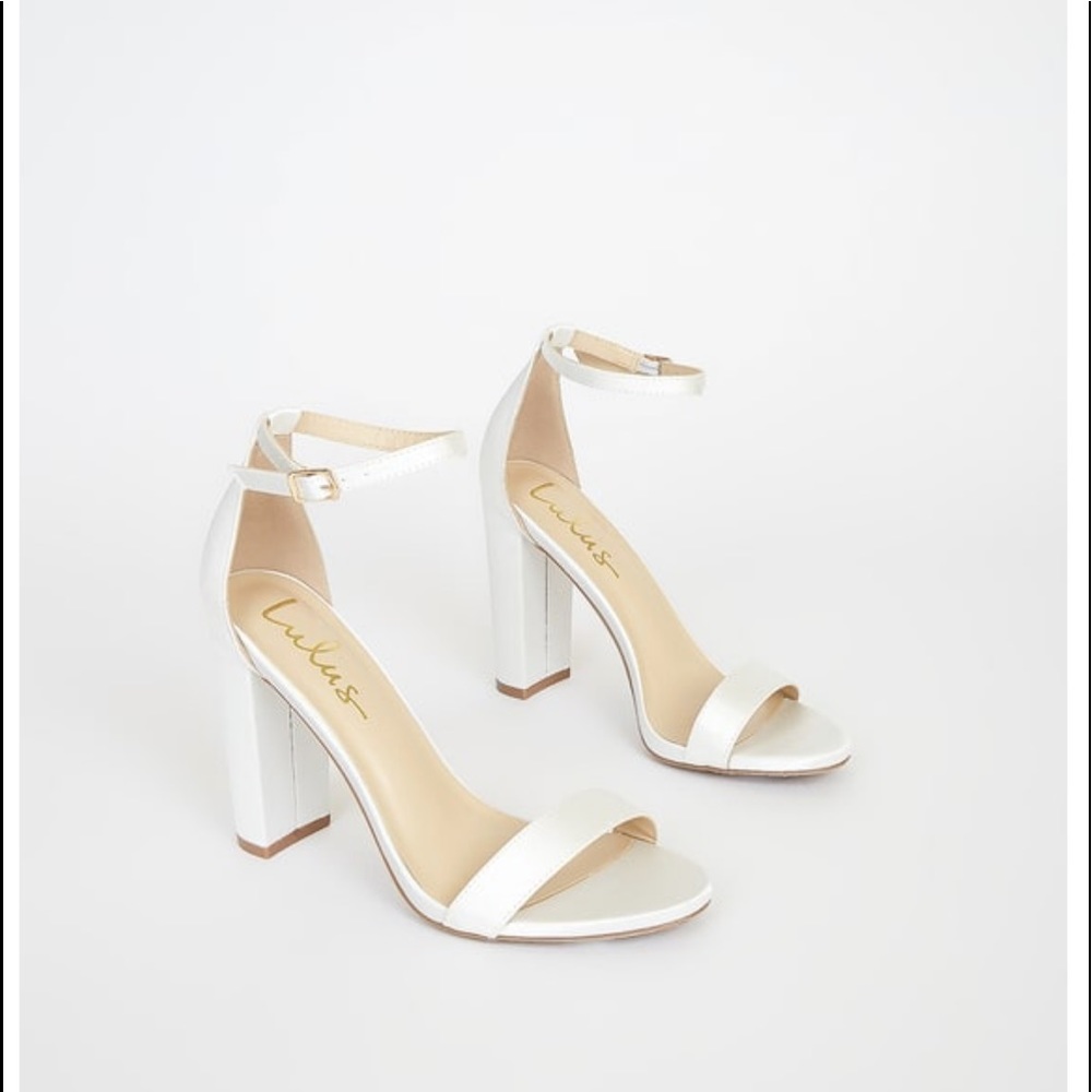 Lulu white block heel